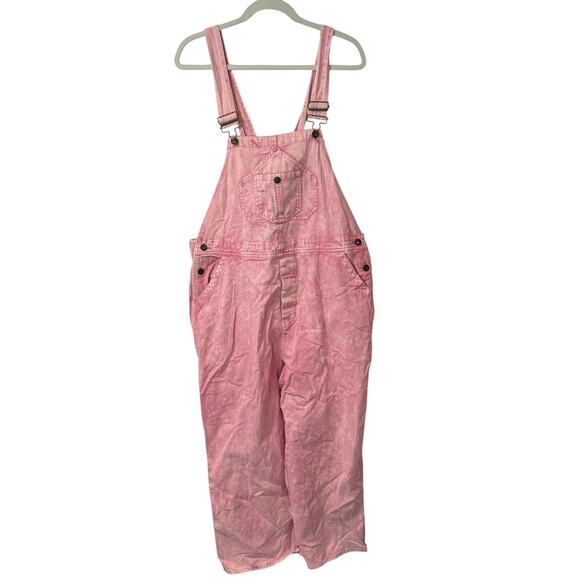 Faherty Women's Mechanic Overalls Pink NEW XL Straight Leg Cargo Cotton - Picture 1 of 13
